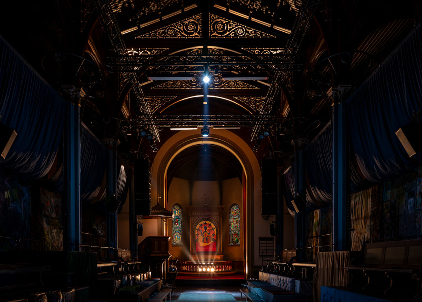 The decommissioned Sofienberg church becomes a multi-purpose venue through adaptive reuse, funded by NOK 26 million in grants. The solution prioritises careful, reversible interventions within the listed interior.